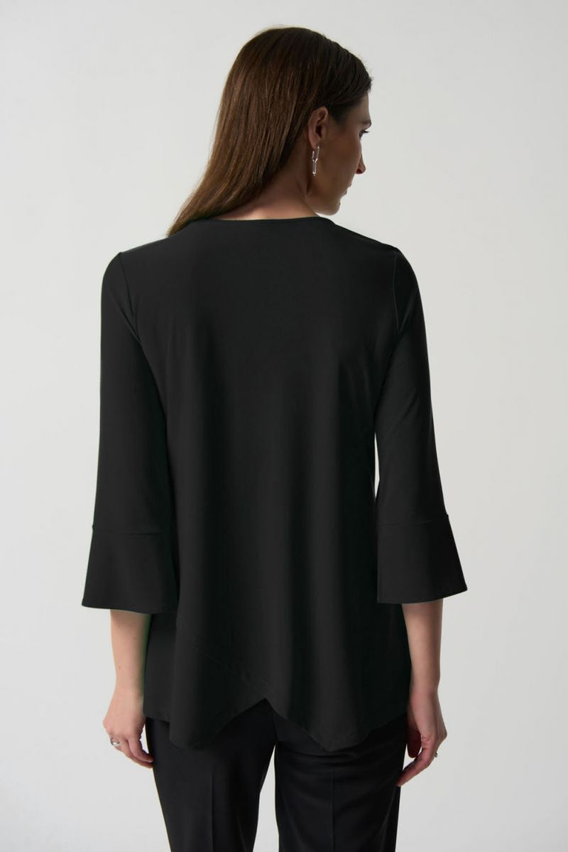 Joseph Ribkoff Black/Royal Sapphire Asymmetrical Colour-Block Top