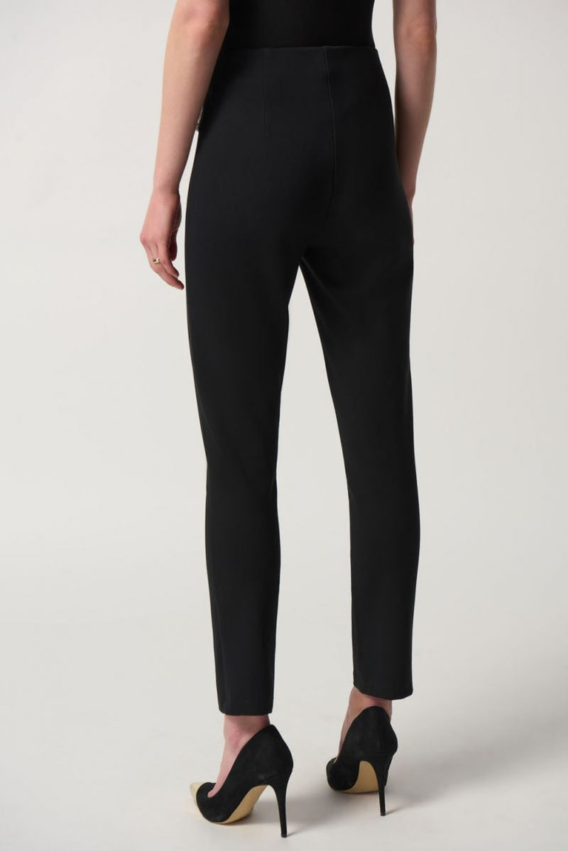 Joseph Ribkoff Black Heavy Knit Leggings With Faux Leather Detail Styl –  Luxetire