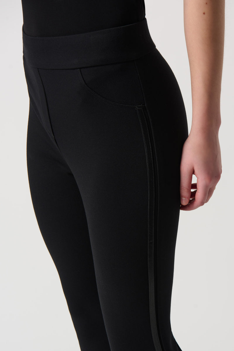Joseph Ribkoff Black Heavy Knit Leggings With Faux Leather Detail Styl –  Luxetire