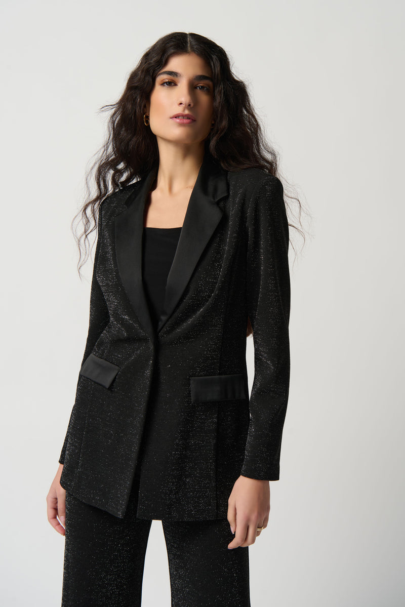 New Look satin lapel blazer in black