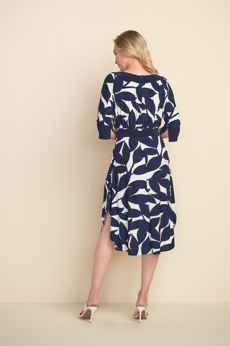 Joseph ribkoff navy 2025 and white dress