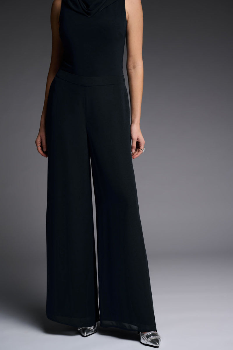 Joseph Ribkoff Black Wide Leg Chiffon Pants Style 223739