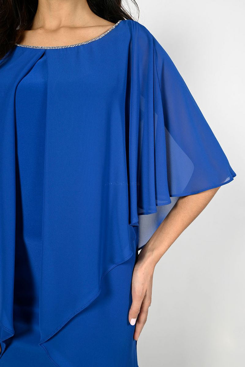 Frank Lyman Blue Dress With Chiffon Overlay Style 229126 Luxetire 4660