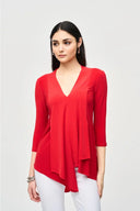 Joseph Ribkoff Radiant Red Asymmetric Tunic Style 161066