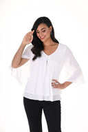 Frank Lyman Off-White V-Neckline Top Style 176335