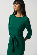 Joseph Ribkoff True Emerald/Black Scuba Crepe Sheath Dress Style 221210