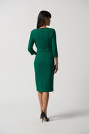 Joseph Ribkoff True Emerald/Black Scuba Crepe Sheath Dress Style 221210