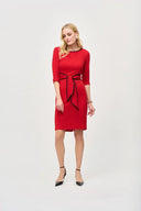 Joseph Ribkoff Lipstick Red/Black Scuba Crepe Sheath Dress Style 221210