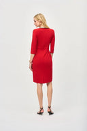 Joseph Ribkoff Lipstick Red/Black Scuba Crepe Sheath Dress Style 221210