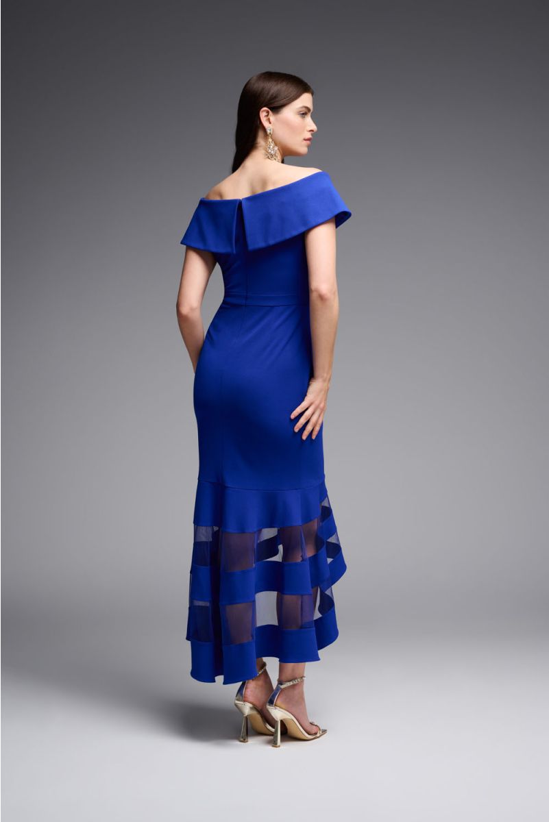 Joseph Ribkoff Royal Sapphire Scuba Crepe Trumpet Dress 223743