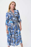 Joseph Ribkoff Vanilla/Multi Paisley Dress With Shoulder Shirring Style 231100