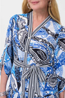 Joseph Ribkoff Vanilla/Multi Paisley Dress With Shoulder Shirring Style 231100