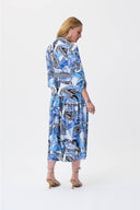 Joseph Ribkoff Vanilla/Multi Paisley Dress With Shoulder Shirring Style 231100