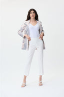 Joseph Ribkoff White Woven Jacquard Cropped Pull-On Pants Style 231118