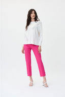 Joseph Ribkoff Dazzle Pink Woven Jacquard Cropped Pull-On Pants Style 231118