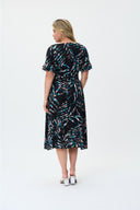 Joseph Ribkoff Black/Multi Tropical Print Fit And Flare Dress Style 231187