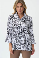 Joseph Ribkoff Vanilla/Black Floral Print Trapeze Blouse