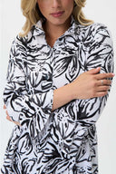 Joseph Ribkoff Vanilla/Black Floral Print Trapeze Blouse