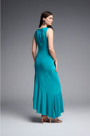 Joseph Ribkoff Ocean Blue Fit And Flare Flounce Hem Maxi Dress Style 231701