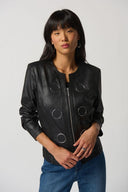 Joseph Ribkoff Black Faux Suede Jacket Style 231910