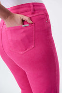 Joseph Ribkoff Dazzle Pink Frayed Hem Cropped Jeans Style 231925