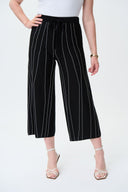 Joseph Ribkoff Black/Vanilla Abstract Print Knit Culotte Pants Style 231939