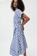 Joseph Ribkoff Blue/White Fit and Flare Striped Flowy Dress Style 232038