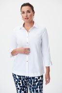 Joseph Ribkoff Vanilla Stretch Woven Button-Down Blouse Style 232075