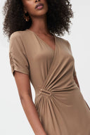 Joseph Ribkoff Tiger Eye Wrap Dress With Short Sleeves Style 232120