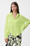 Joseph Ribkoff Exotic Lime High-Low Button-Down Blouse Style 232217