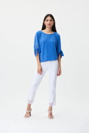 Joseph Ribkoff Blue Iris Dolman Sleeve Boat Neckline Top Style 232251