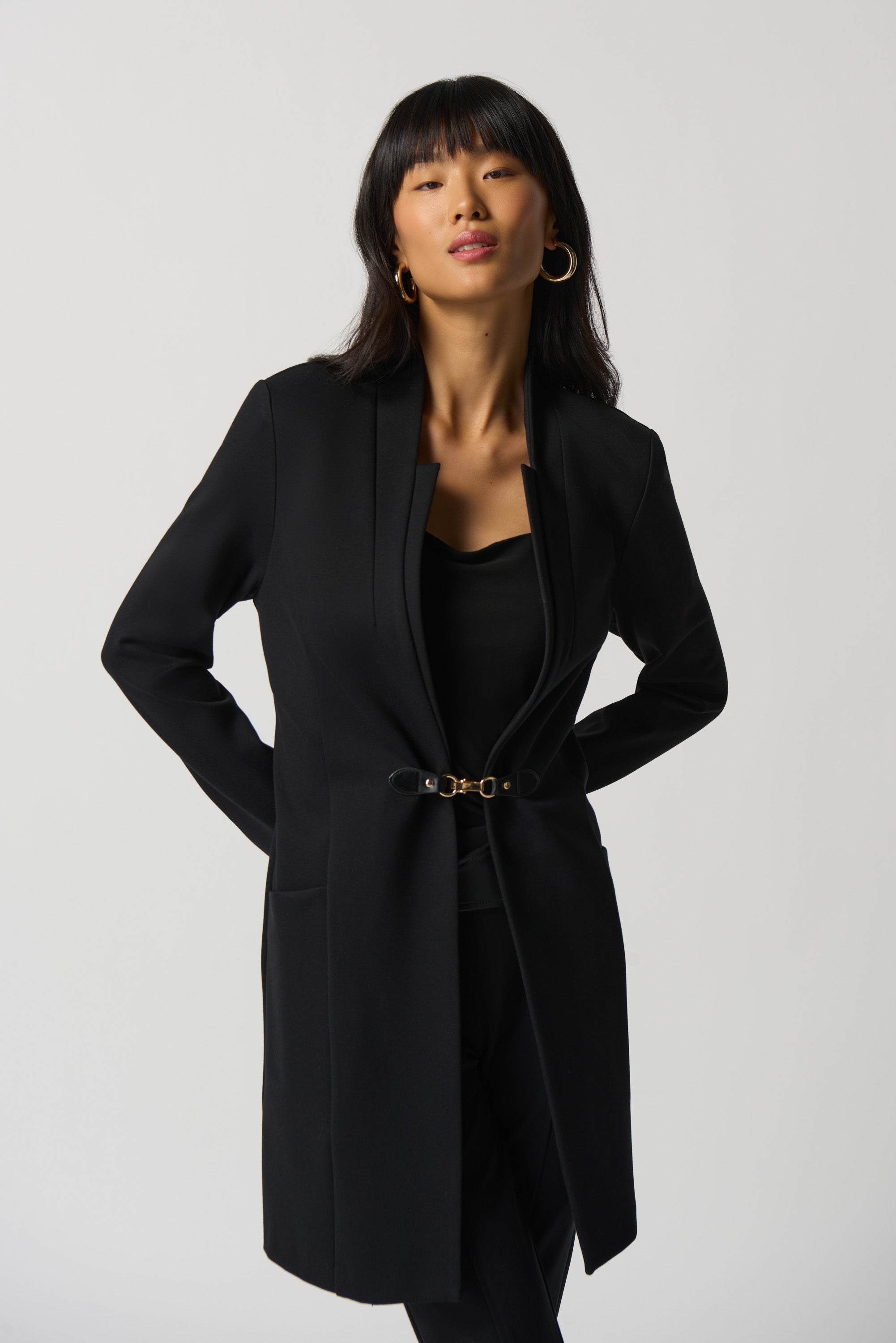 Joseph Ribkoff Black Square Neck Coat Style 233064 – Luxetire