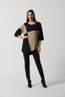 Joseph Ribkoff Black/Latte Colour-Block Tunic Style 233078