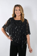 Frank Lyman Black/Gold Woven Top Style 233137