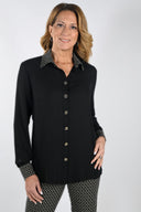 Frank Lyman Black/Beige Button Down Top Style 233152