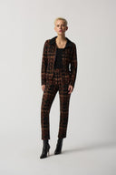 Joseph Ribkoff Black/Multi Plaid Slim-Fit Pants Style 233154