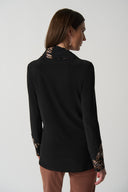 Joseph Ribkoff Black/Multi Cowl-Collar Sweater Style 233171