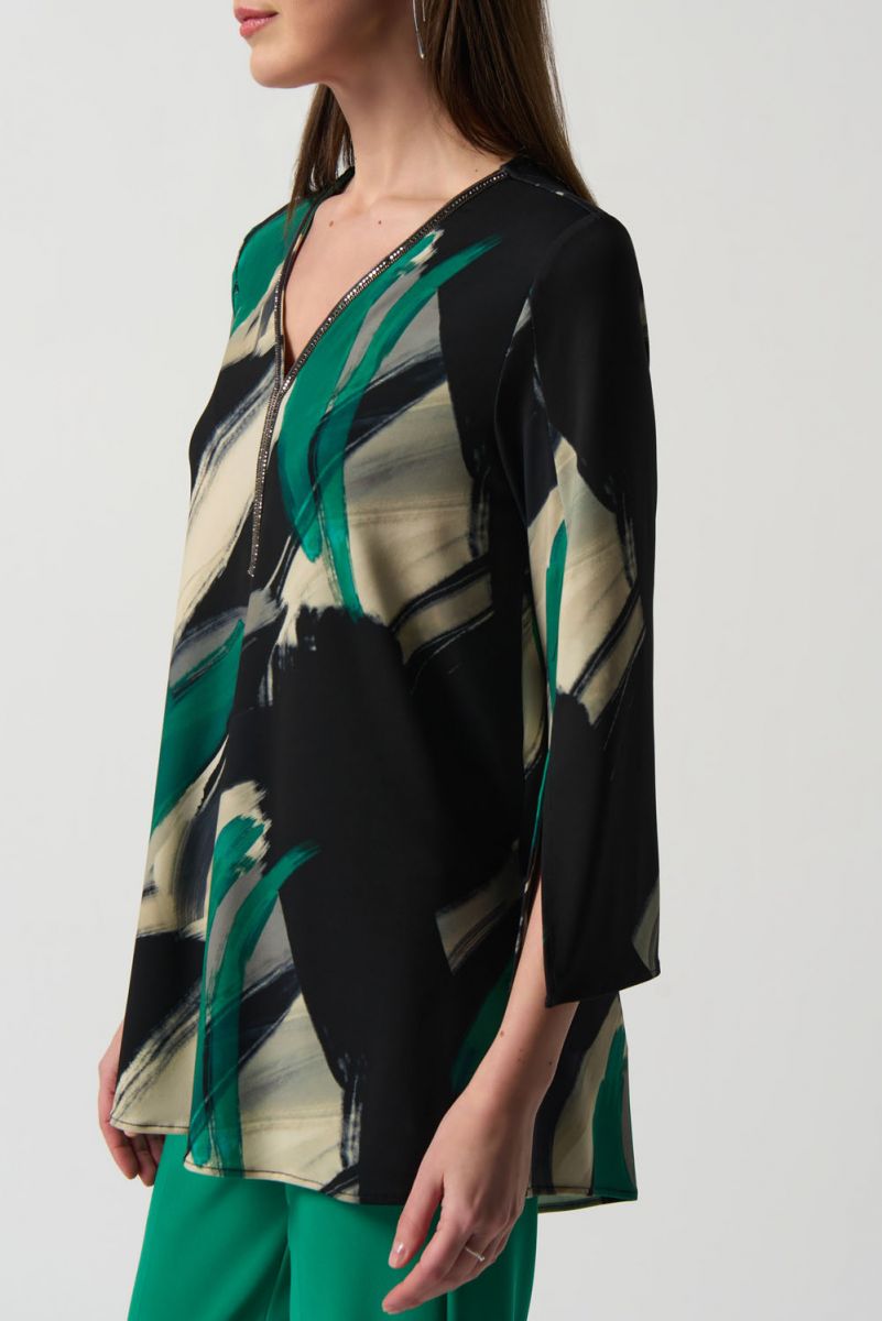 Women's Joseph Ribkoff | Wrap Style Tunic w/ Gold Accent | Emerald