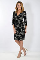 Frank Lyman Black/Beige Wrap Dress Style 233180