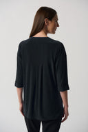 Joseph Ribkoff Black Dolman Sleeve Boxy Top Style 233186