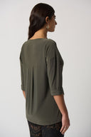 Joseph Ribkoff Avocado Dolman Sleeve Boxy Top Style 233186