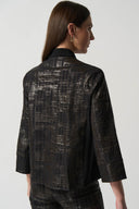 Joseph Ribkoff Black/Gold Notched Collar A-line Jacket Style 233232