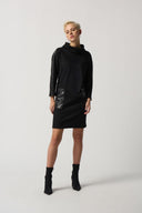 Joseph Ribkoff Black Funnel Neck Sweater Dress Style 233262