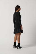 Joseph Ribkoff Black Ruffle Fit and Flare Dress Style 233274