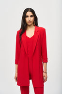 Joseph Ribkoff Lipstick Red Knit Long Blazer Style 233304