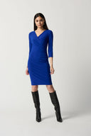 Joseph Ribkoff Royal Sapphire Three-Quarter Sleeve Wrap Dress Style 233305