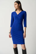 Joseph Ribkoff Royal Sapphire Three-Quarter Sleeve Wrap Dress Style 233305