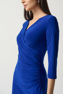 Joseph Ribkoff Royal Sapphire Three-Quarter Sleeve Wrap Dress Style 233305