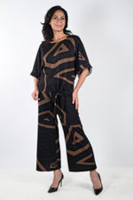 Frank Lyman Black/Brown Abstract Print Pants Style 233372