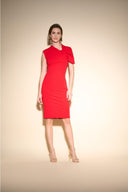 Joseph Ribkoff Lipstick Red Asymmetrical Sheath Dress Style 233776